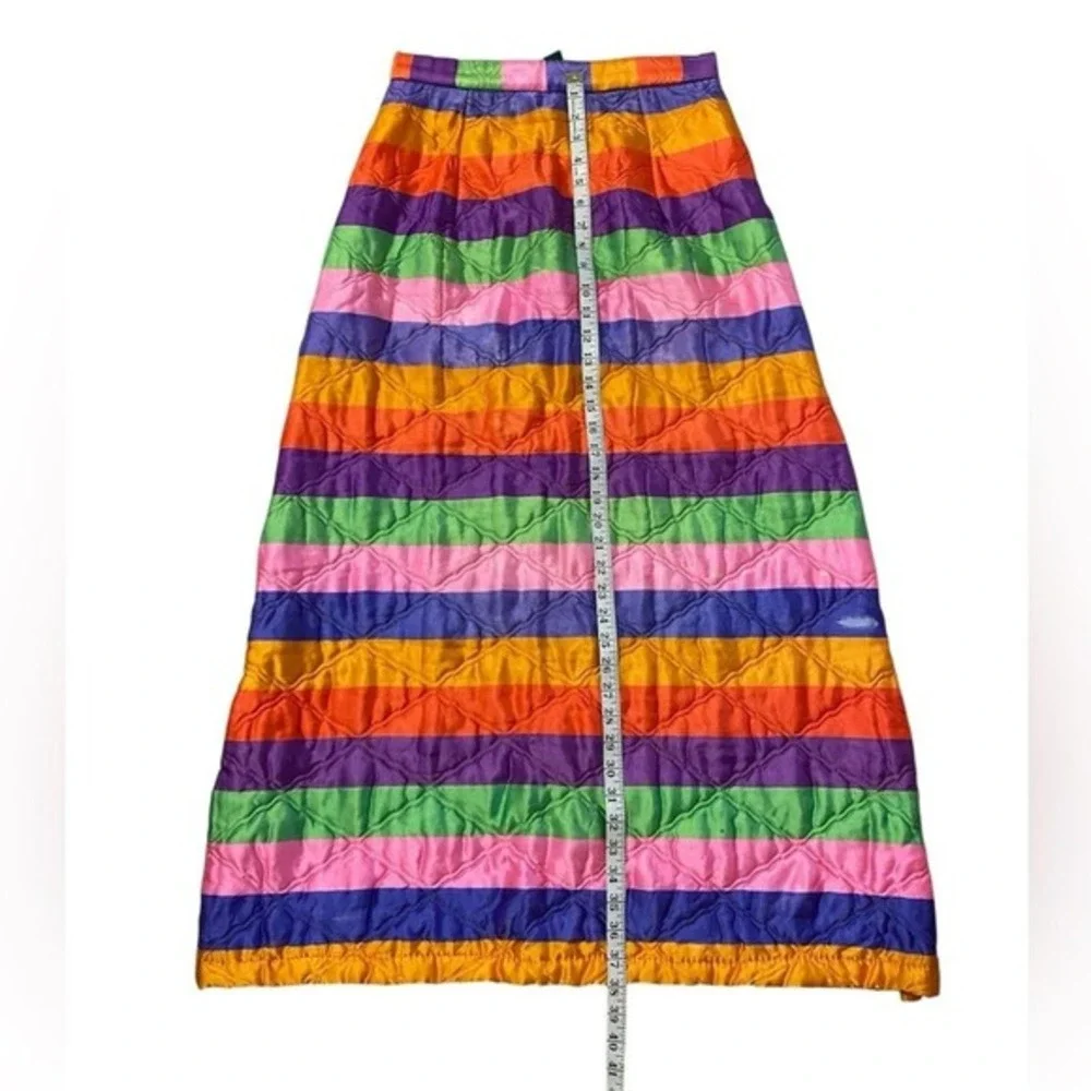 Vintage Rhapsody By Glazier Quilted Striped Maxi Skirt Small‎ Medium Rainbow